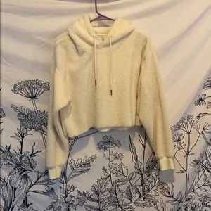 Furry cream cropped sweatshirt from urban